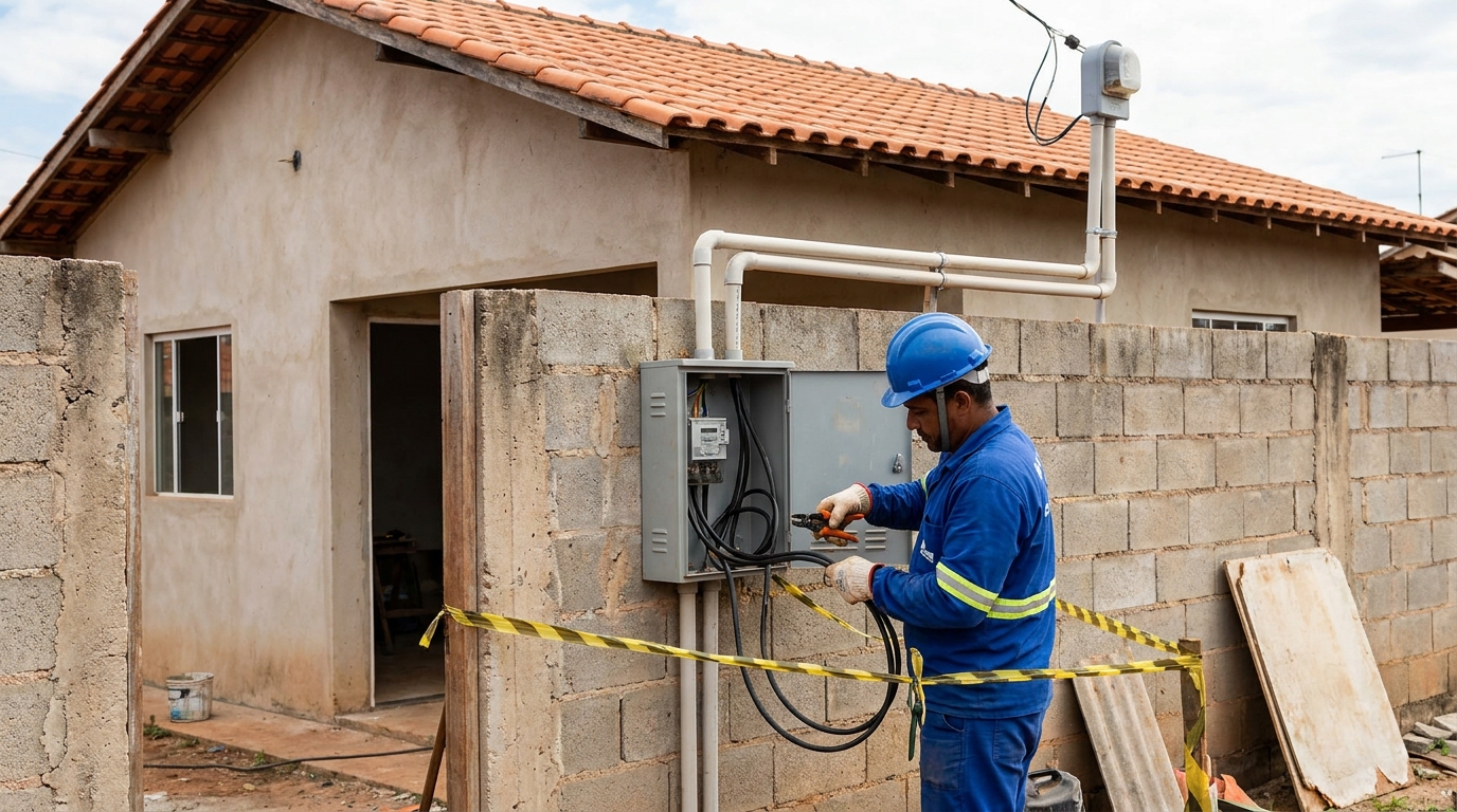 Eletricista instalando padrao de energia em Santos‑SP