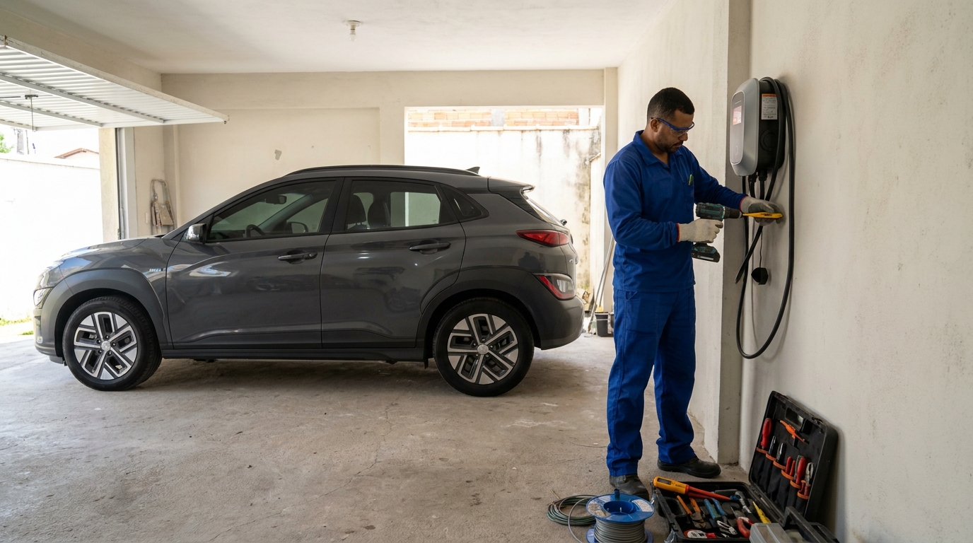Instalacao de carregador de carro eletrico em Santos‑SP