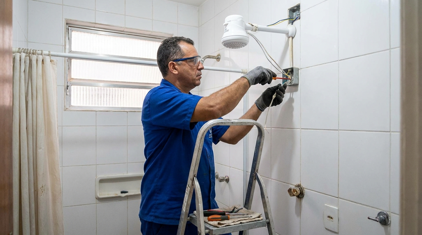 Instalacao de chuveiro eletrico em Santos‑SP