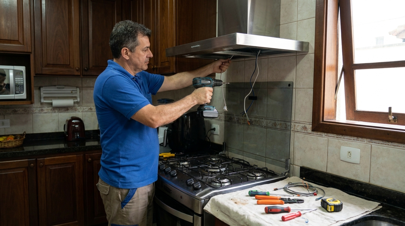 Instalacao de coifa e exaustor residencial em Santos‑SP