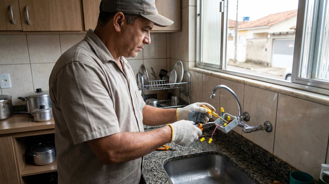 Instalacao de torneira eletrica profissional em Santos‑SP