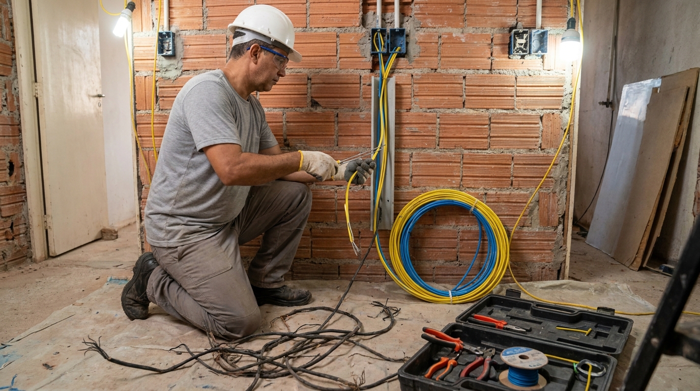 Troca de fiacao eletrica residencial em Santos‑SP